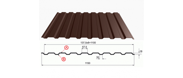 Профнастил коричневый оцинкованный  RAL 8017 С-20 купить недорого в Троицке