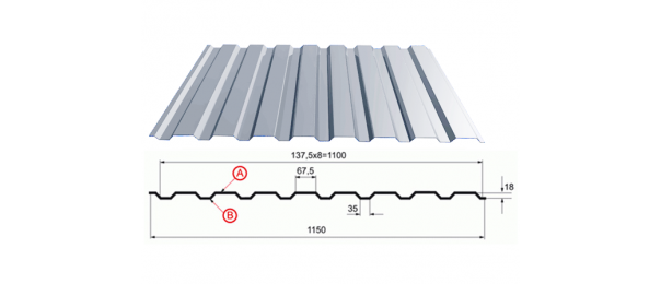 Профнастил оцинкованный С-20 1100x2500 купить недорого в Троицке